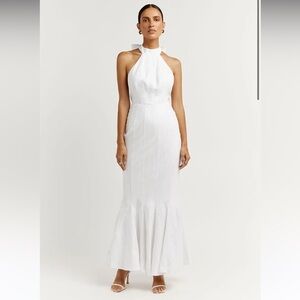 NWT DISSH AISLE WHITE LINEN HIGH NECK DRESS